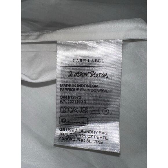 & Other Stories Midi Smocked Bows Bodice Tiers Peasant Beach Boho White S NWT - Picture 12 of 12